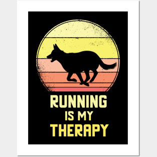 Running Is My Therapy Vintage Retro Motivation Posters and Art